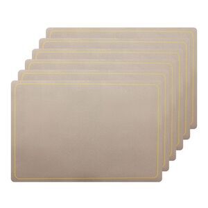 Set of 6 Heat Resistant Faux Leather Placemats 18x12 Inch Champagne